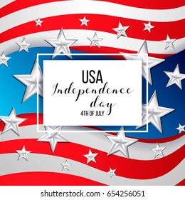 USA. Happy independence day of USA (United States of America) 4 Fourth of July celebration banner, greeting card design with balloons, fireworks, star, ribbon. USA freedom background. USA. Liberty.