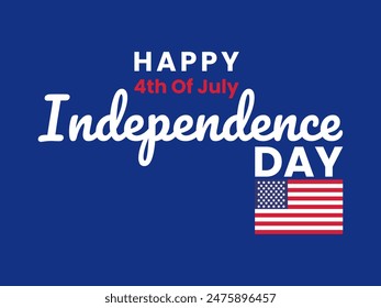 USA Happy independence day vector template design. United States of America national Independence day celebration poster or banner with typography text 4th of July and with American flag