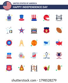 USA Happy Independence DayPictogram Set of 25 Simple Flats of city; bridge; usa; united; sport Editable USA Day Vector Design Elements