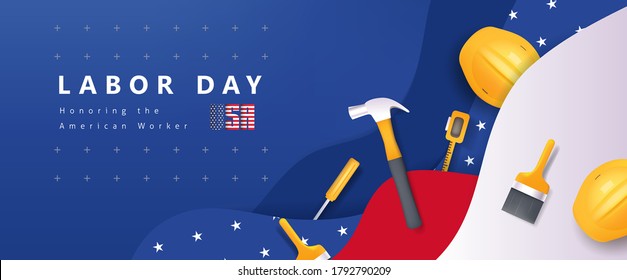 USA happy Labor day advertising banner template 