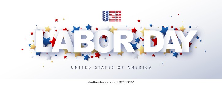 USA Happy Labor Day Advertising Banner Text Design Template 