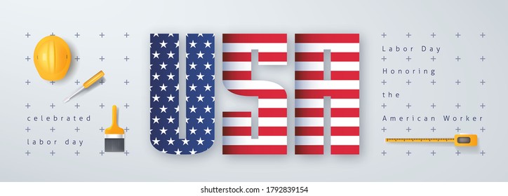 USA happy Labor day advertising banner template 