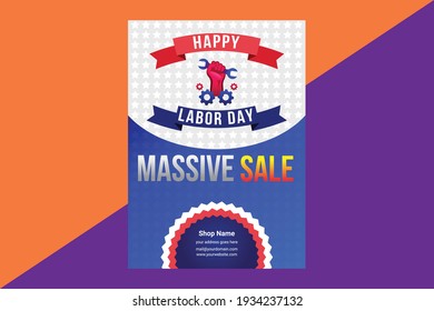 USA Happy Labor Day flyer template, Labor Day banner set,  Labor Day United States of America, Vector illustration.