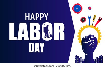 USA Happy Labor Day. Holiday concept. perfect for blue Background Template, placard, Banners, Cards, Posters design template, Classic Social Media Post with text inscription.
