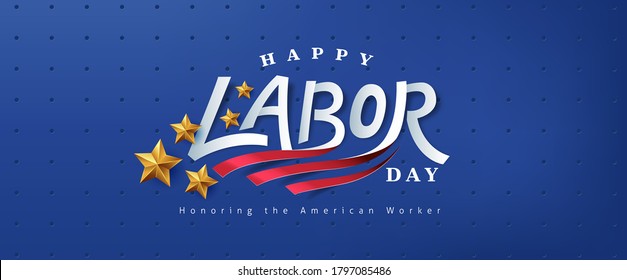 USA Happy Labor Day Text Design Advertising Banner Template 