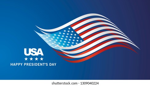 USA Happy Presidents Day abstract blue white red flag background banner greetings