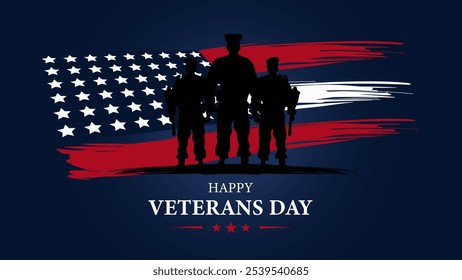 USA Happy Veterans Day celebration  with  military officers vector illustration background