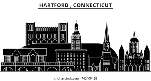 Usa, Hartford , Connecticut architecture vector city skyline, travel cityscape with landmarks, buildings, isolated sights on background