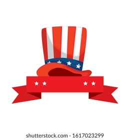 Usa hat and ribbon design, United states america independence labor day nation us country and national theme Vector illustration