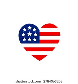 USA Heart Flag Icon Vector for American Patriotism Design