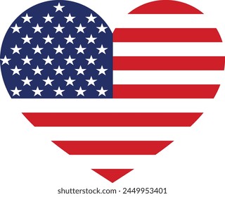 Herzflagge der USA . USA-Liebeszeichen . Amerikanische Flagge im Herzen. Flagge der USA . Vektorillustration 