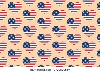 Padrão da bandeira do coração dos EUA. Plano de fundo da bandeira do coração americano . Ilustração vetorial