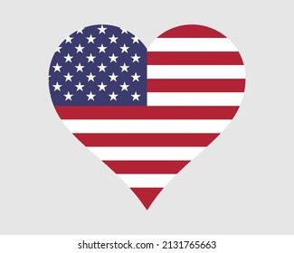 USA Heart Flag. United States of America Love Shape Country Nation National Flag. American Banner Icon Sign Symbol. EPS Vector Illustration.