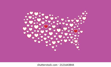 USA heart map editable copy space template banner