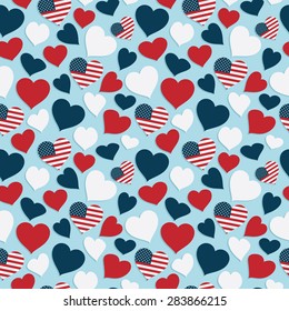 Usa Heart Seamless Pattern Background For Your Designs