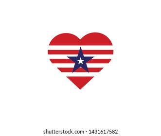 USA heart symbol love shape
