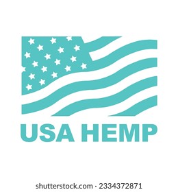 USA Hemp vector icon for cannabis product labels and packaging