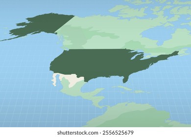 USA highlighted on a detailed map, geographic location of USA. Vector Map.