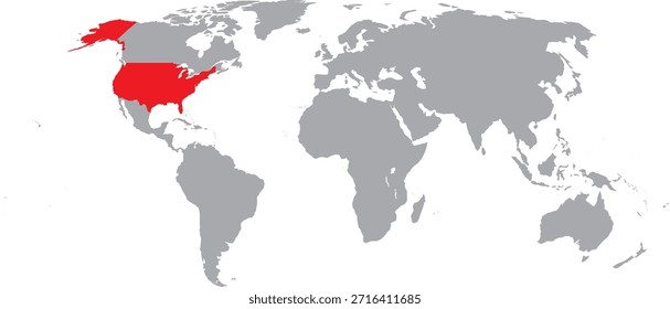 EEUU destacado en el diseño del Vector del mapa mundial