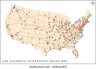 USA Highways Interstates Roads Map
