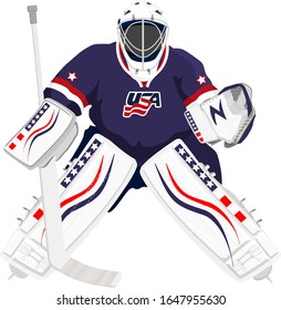 USA Hockey Goalie In Blue Dress