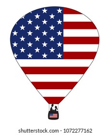 A USA hot air balloon design with a white background