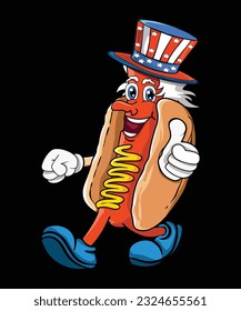 USA Hot Dog Celebrating America And 4th Of July With The American Flag