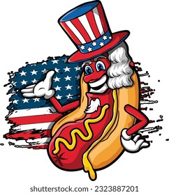 USA Hotdog Celebrating America And 4th Of July With The American Flag