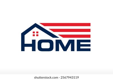 USA House Logo Design America House Logo Patriotic House USA Flag House Logo United State of America Real Estate Logo Design Vector Icon Symbol Silhouette Illustration brand identity Business