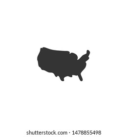 USA icon. Black silhouette vector map.