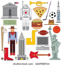USA Icon collection, America Art (Vector Art)