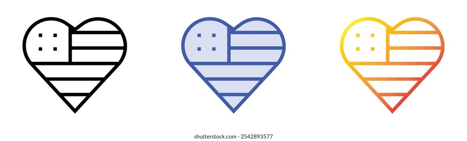 usa icon. Linear, Blue Fill and Gradient Style Design Isolated On White Background