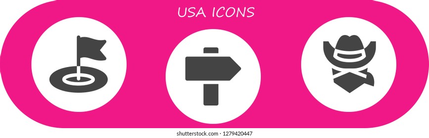  usa icon set. 3 filled usa icons. Simple modern icons about  - Flag, Sign, Cowboy