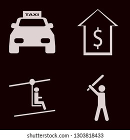 usa icon set with baseball player, taxi cab and dollar vector illustration
