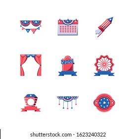 Usa icon set design, United states america independence nation us country and national theme Vector illustration