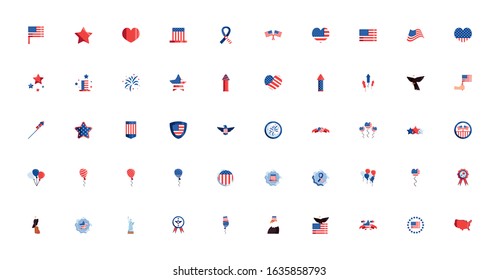 Usa icon set design, United states america independence day nation us country and national theme Vector illustration