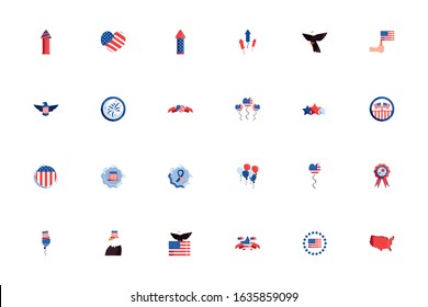 Usa icon set design, United states america independence day nation us country and national theme Vector illustration