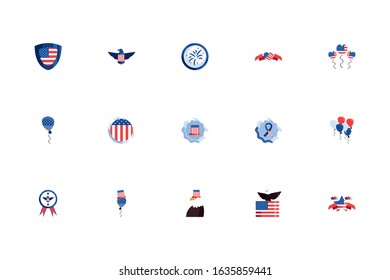 Usa icon set design, United states america independence day nation us country and national theme Vector illustration