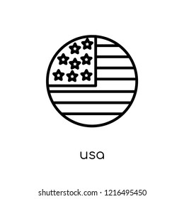 Usa icon. Trendy modern flat linear vector Usa icon on white background from thin line United States of America collection, editable outline stroke vector illustration