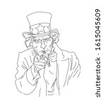 usa icon, uncle sam, illustrated vector sketch
