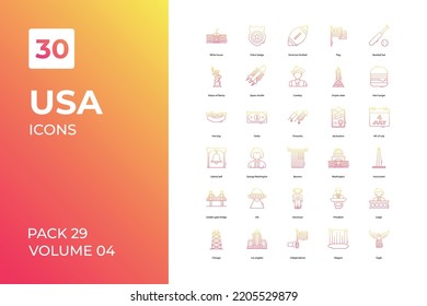 Usa icons collection. Set vector line with elements for mobile concepts and web apps. Collection modern icons.
