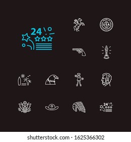 Usa icons set. Made in usa and usa icons with 4th of july, bald eagle profile and lincoln profile. Set of reward for web app logo UI design.