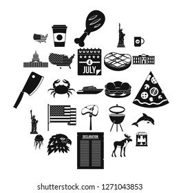 USA icons set. Simple set of 25 usa vector icons for web isolated on white background