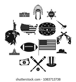 USA icons set in simple style for any design