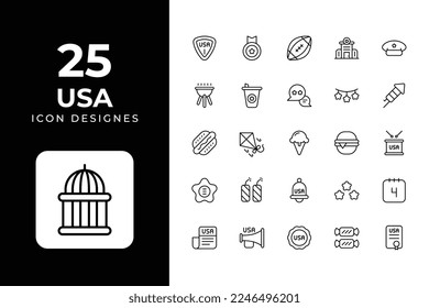 Usa Icons Set vector design