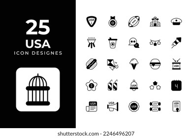 Usa Icons Set vector design