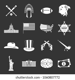 USA icons set vector white isolated on grey background 