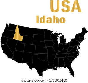 USA Idaho golden outline map