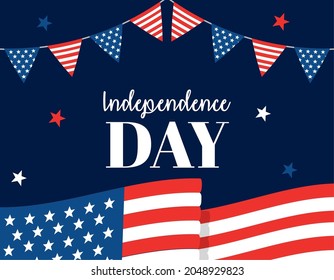 usa independence card and flag