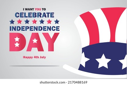 USA independence day 4 fourth july with uncle sam top hat topper headpiece with blue, red and white colors